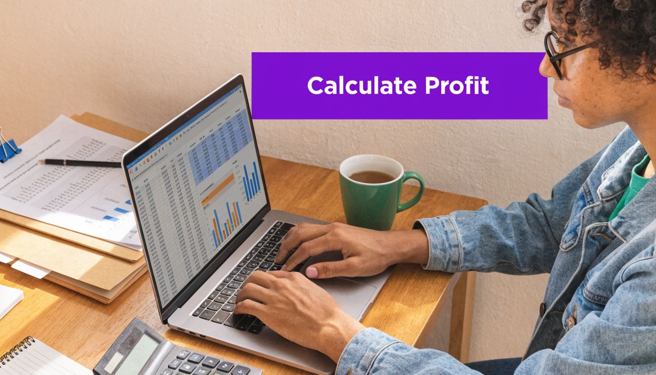 A person working on a laptop at a desk to calculate their self-employed taxable income.
