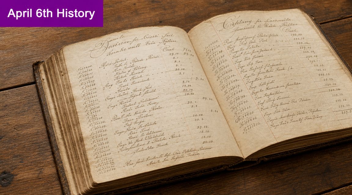 An open antique handwritten ledger book resting on a wooden desk, symbolizing historical financial accounting records.